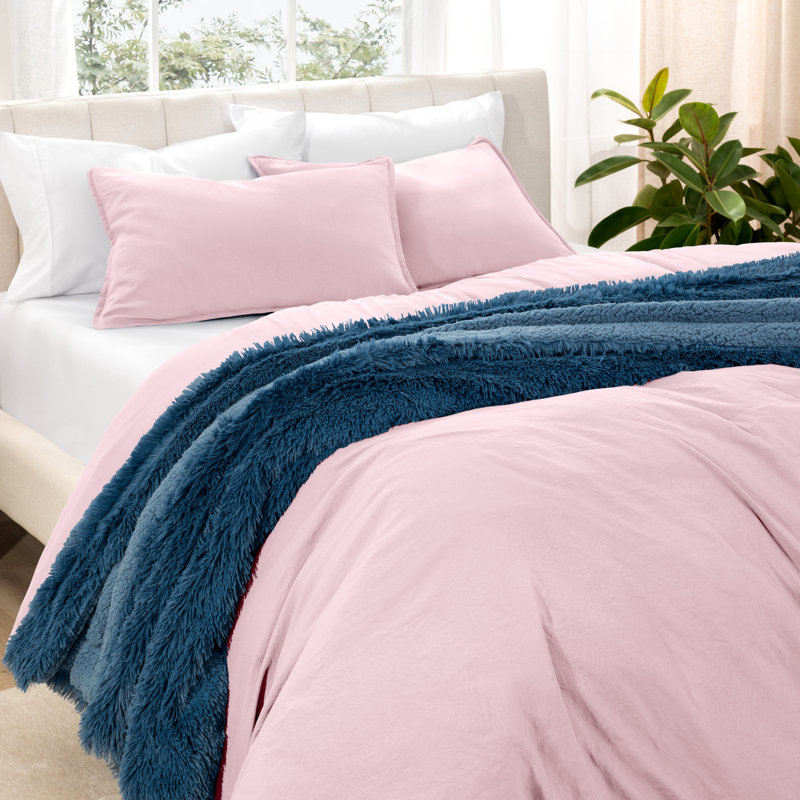 Sandwashed Duvet Cover Set, Emperor, Dusty Pink
