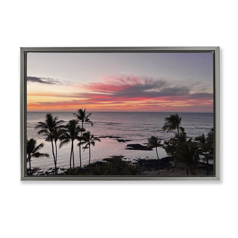 Toile flottante encadrée «Fierce Sunset View» par Kathy Mansfield, Cadre flottant gris lustré, H 17 po x l 25 po