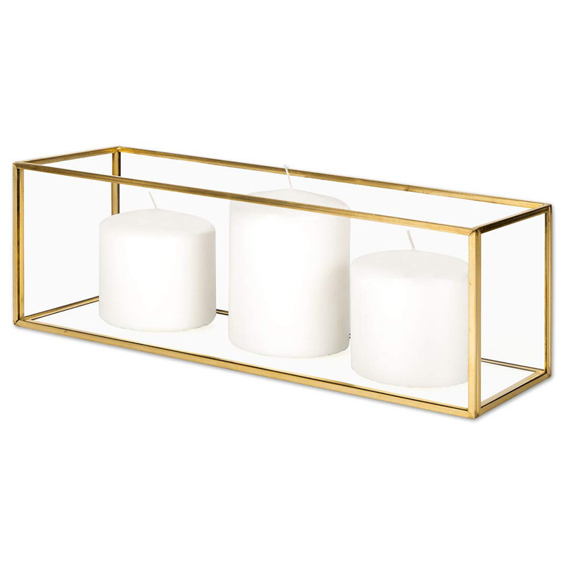 Boîte de pièce maîtresse longue en verre, H 4 po x l 12 po x P 4 po