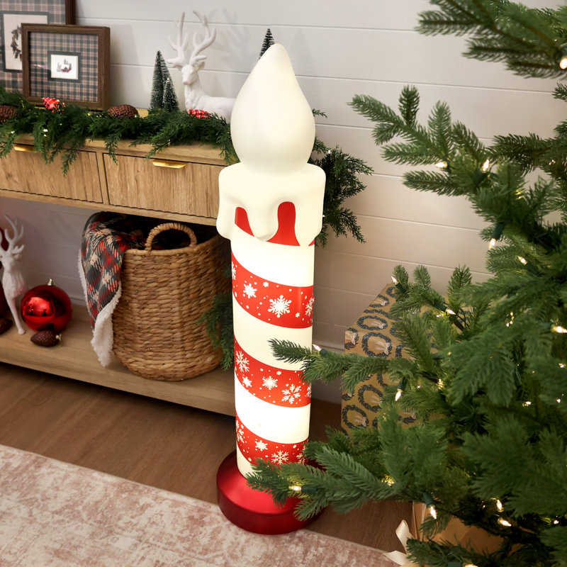 Bougie de Noël pré-illuminée DEL Fraser Hill Farm de 1 m (3,3 pi) avec moule à souffler et motif flocon de neige