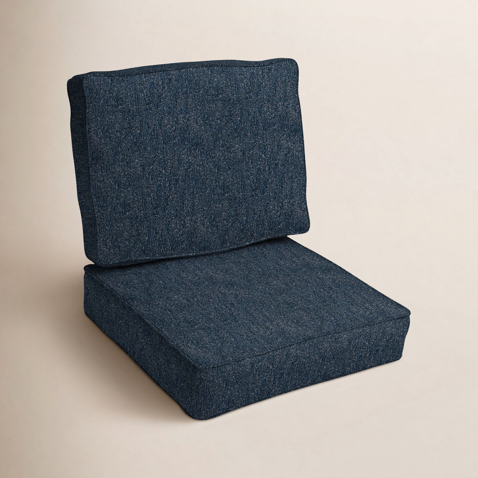 Sunbrella® Boucle Outdoor Seating Cushion, Improve Indigo Sunbrella®, 22" W x 22" H x 4" D