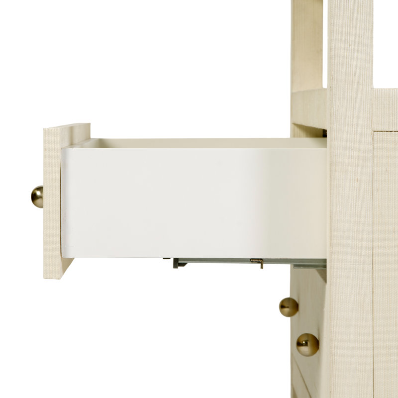 Celine 28 In. W Raffia 2 Drawer Nightstand With Shelf, Beige, Beige