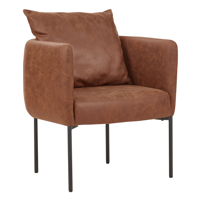 MALMOS Faux Leather Armchair, Brown Faux Leather