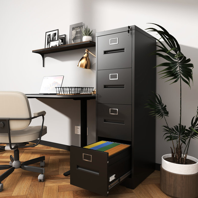 4 Drawer Metal Vertical Filing Cabinet With Lock