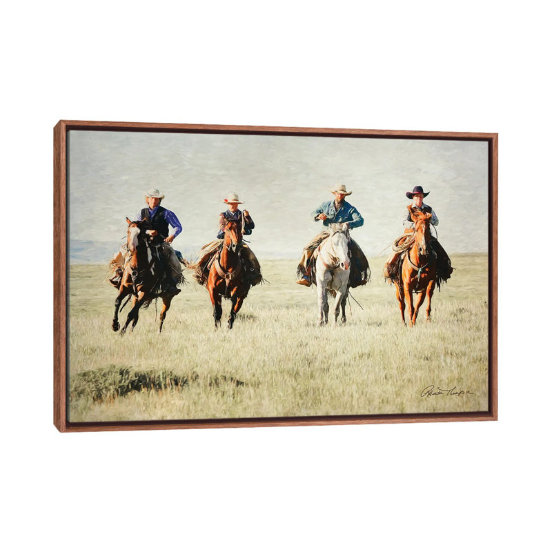 Giddy Up Horse 1 Piece Floater Frame Wall Art on Canvas