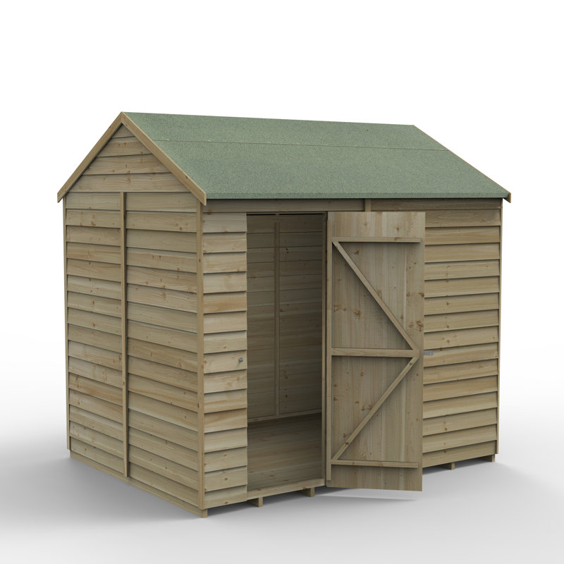 Overlap Pressure Treated 8 x 6 Reverse Apex Shed - No Window, Yes