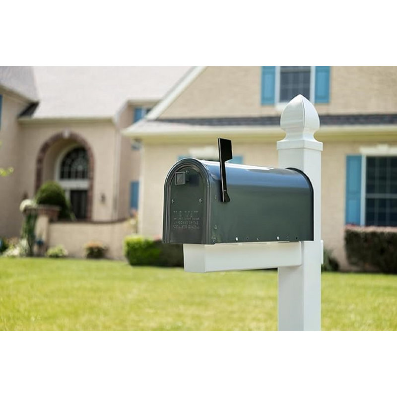 Boîtes aux lettres boîte aux lettres en acier galvanisé à montage sur poteau Edson, code de compatibilité A, EM110GMAM, gris, capacité moyenne