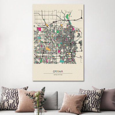 " Omaha, Nebraska Map " by Ayse Deniz Akerman