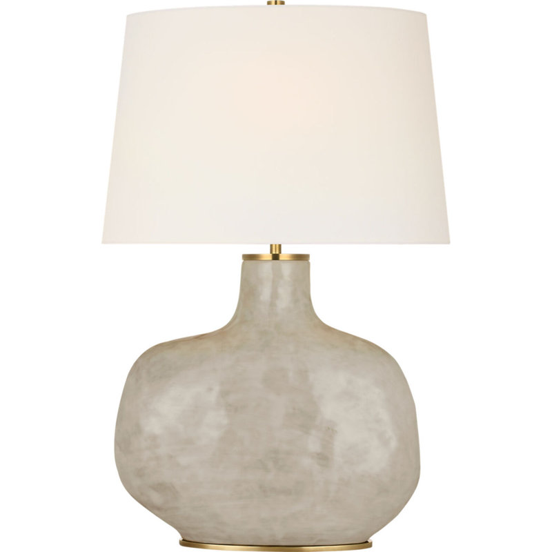 Beton Medium Table Lamp with Linen Shade, Antiqued White