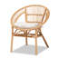 Slat Back Rattan Arm Chair in Natural
