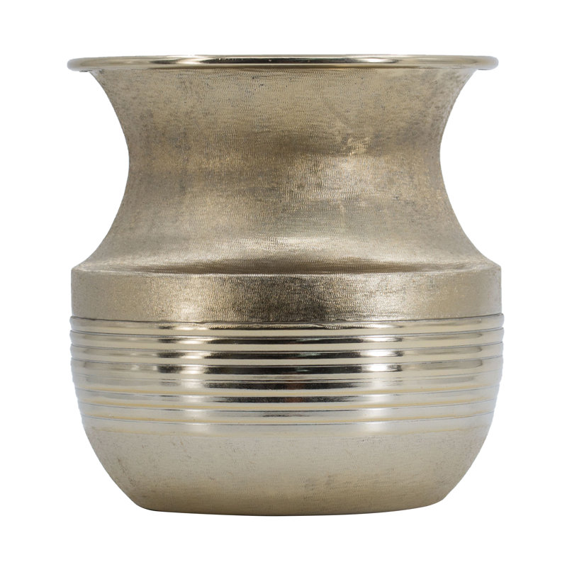 Zeppelin Aluminum Table Vase, Mink Ribs Gold, 8.9" H x 8.5" W x 8.5" D