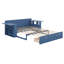 Lit de jour double avec bureau amovible, structure de lit de jour en bois avec tiroirs de rangement et table d'appoint hydraulique-926369149
