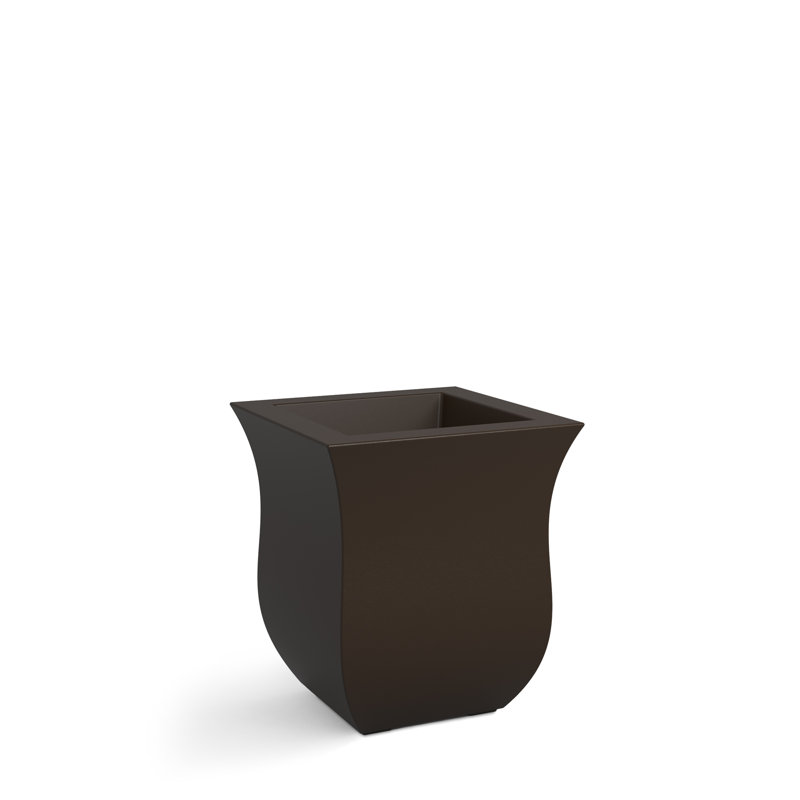 Clywd 16" Resin Square Pot Planter with Drainage Holes, Espresso