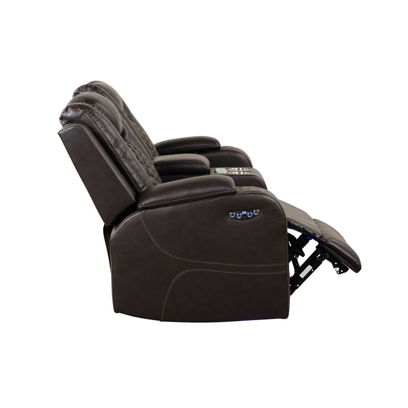 Senol 73'' Reclining Loveseat, Brown Faux Leather