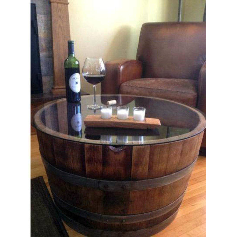 Base de table basse tonneau à vin laqué, P 26 po x H 17 po