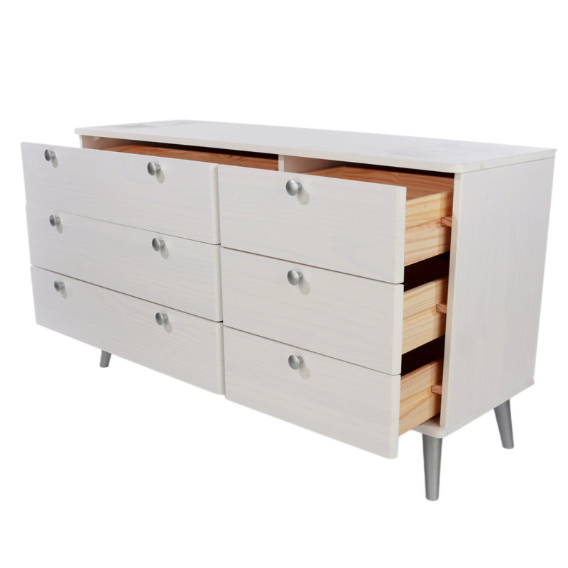 3+3 Drawer Extra Wide Chest, white wax finish
