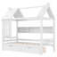 Lit plateforme simple avec tiroirs de rangement et fenêtre, structure en bois massif, conception enfantine pour enfants, sans sommier, blanc-2032349903