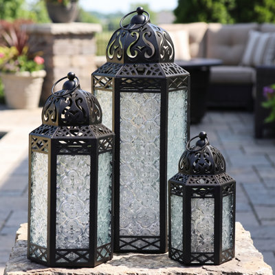Ensemble de lanterne marocaine de style bougie marocaine pour le plancher, les décorations du Ramadan, la décoration intérieure, le patio extérieur ou le porche, les mariages