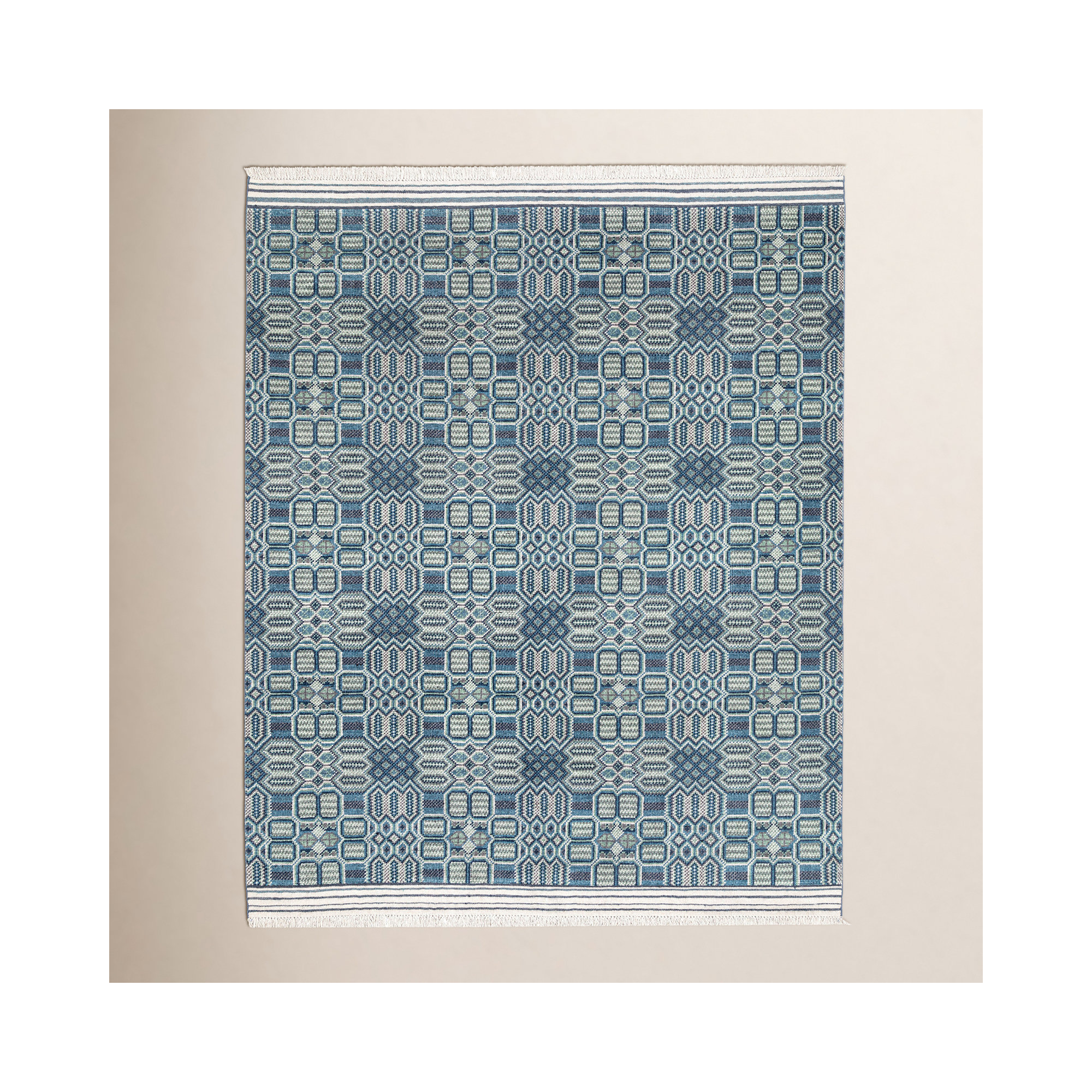 Angelica's Garden Hand-Knotted Green Rug, Rectangle 7'6" x 9'6"