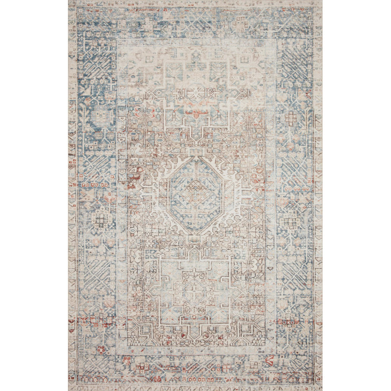 Chris Loves Julia x Loloi Jules Natural / Ocean Area Rug, Rectangle 2'3" x 3'9"