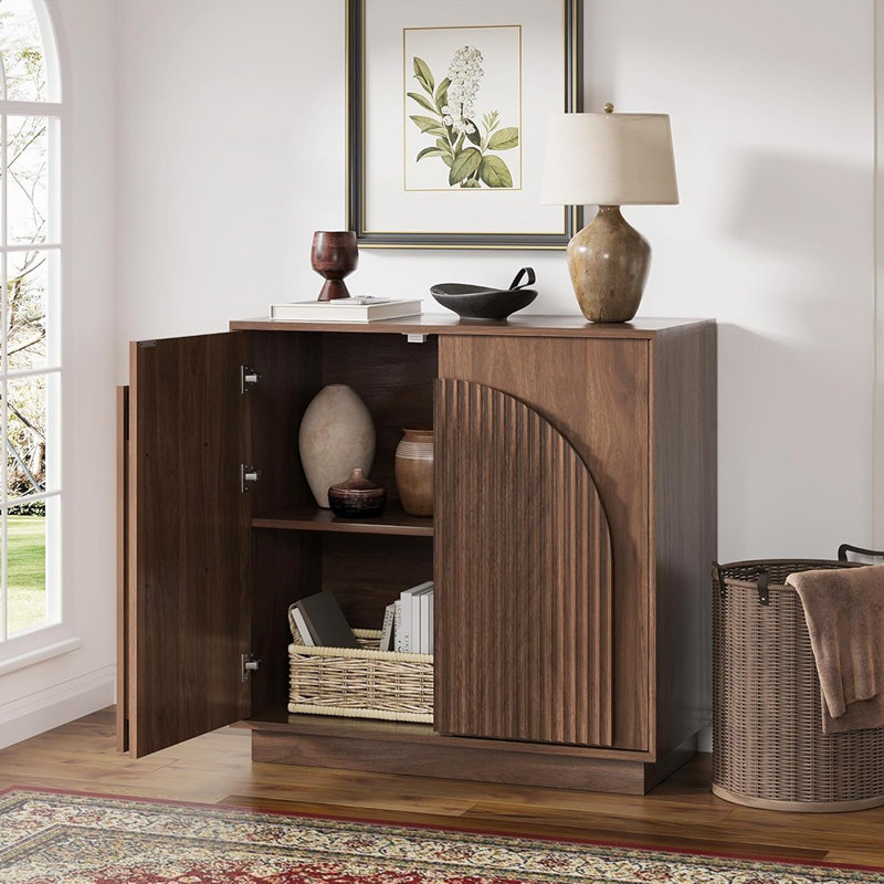 Fluted Sideboard Buffet Cabinet – Walnut