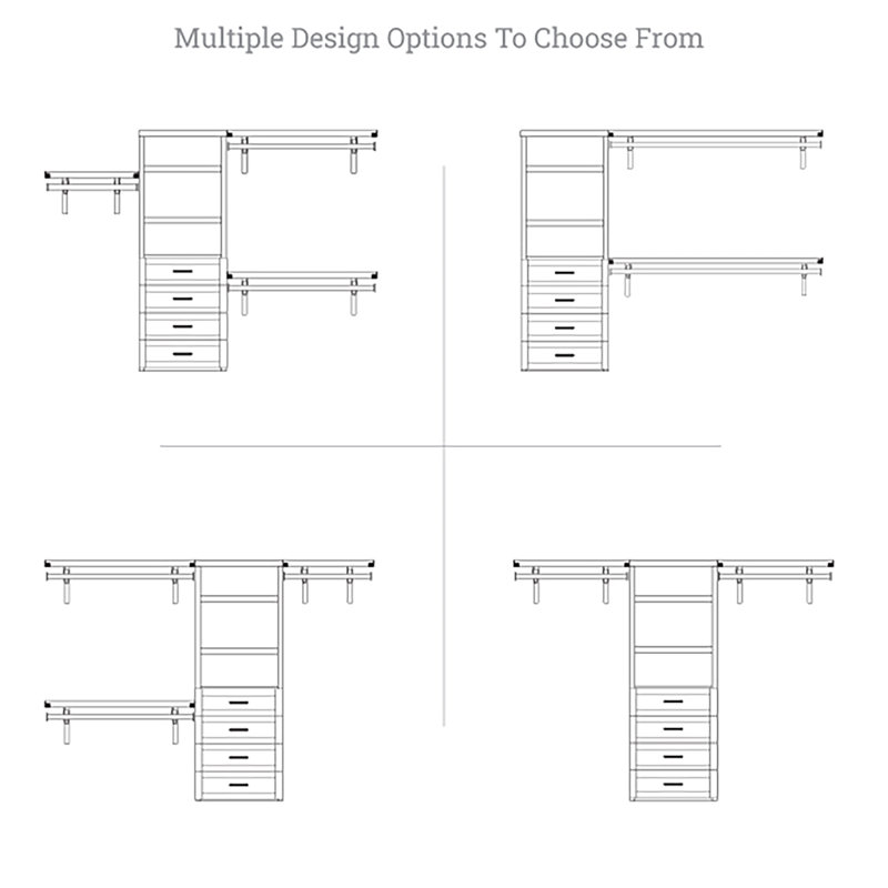 John Louis Home Solid Wood Reach-In Closet System with 4-Drawers White