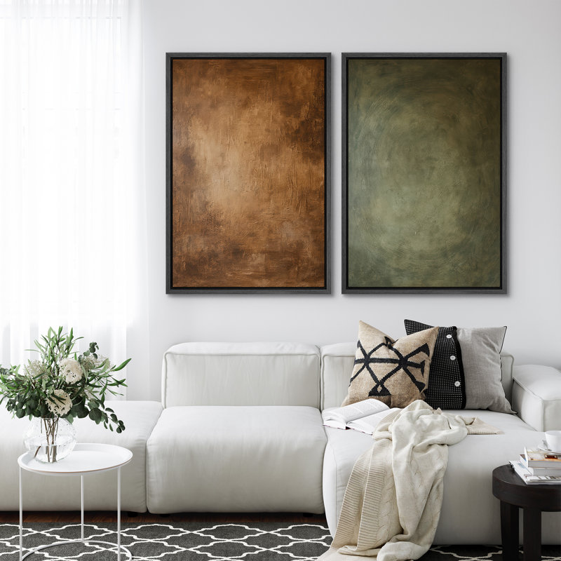 Art mural abstrait, ensemble de 2 reproductions d'art encadrées sur toile, Noir, H 24 po x l 32 po