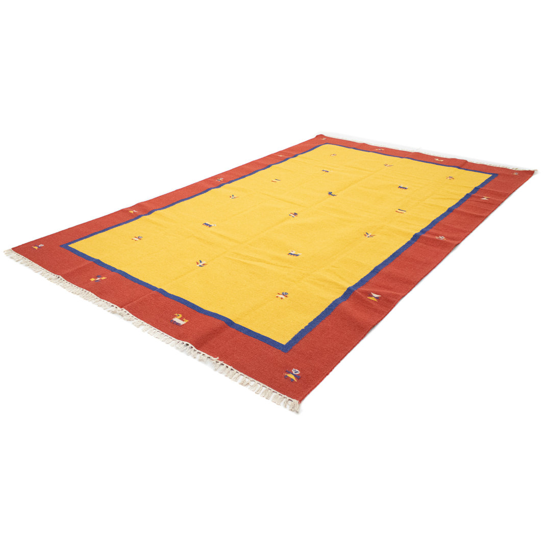 Handmade Kilim Wool Yellow Indoor/Outdoor Rug