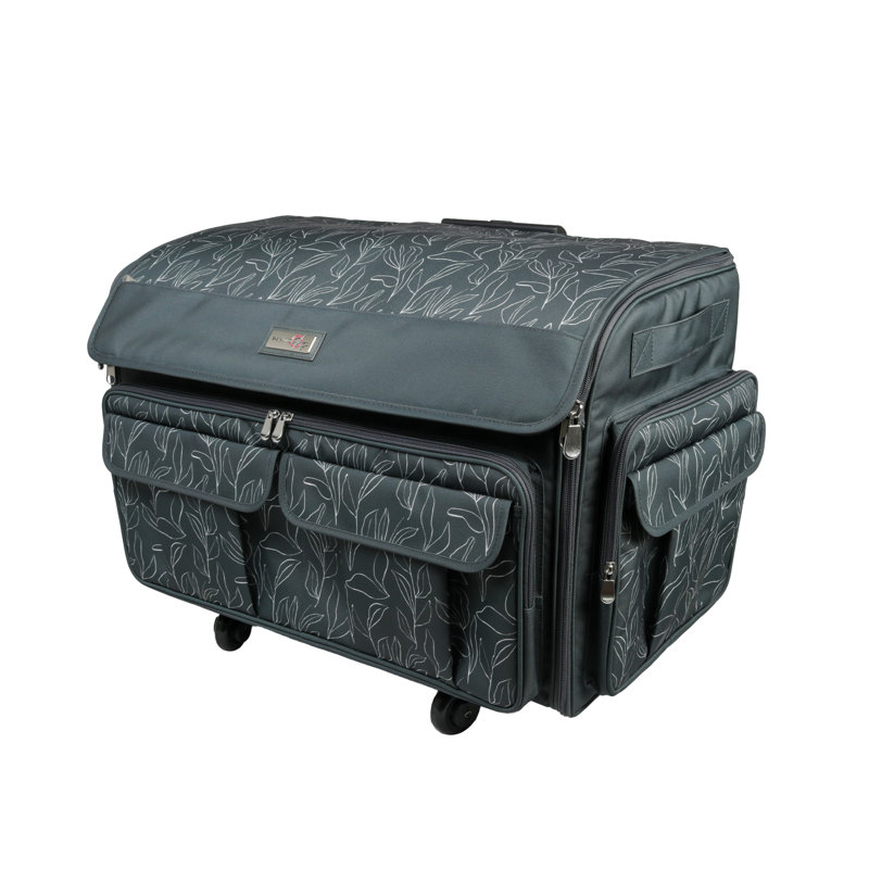 Everything Mary XXL Deluxe Rolling Sewing Machine Case, Grey Floral