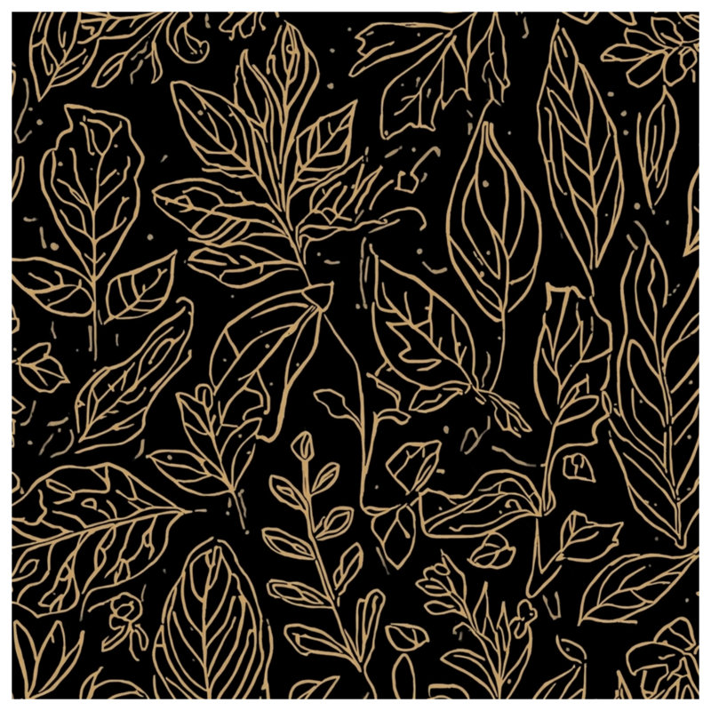 Couvertures botaniques feuille d'or, L 50 po x H 60 po
