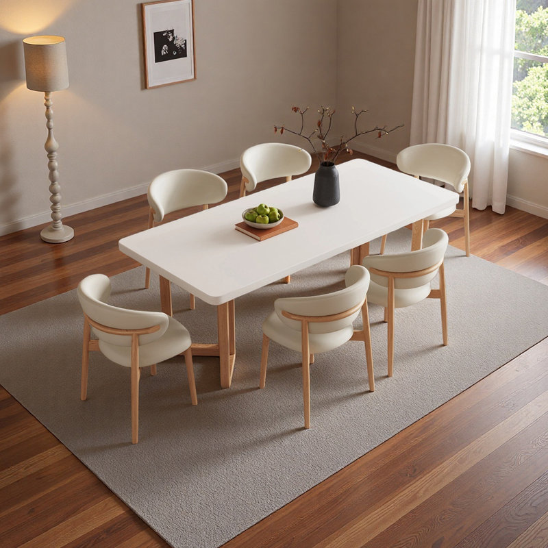 Élégante table de salle à manger française, 7 pièces : table, 6 chaises, 29,92 po H x 70,86 po L x 31,49 po D
