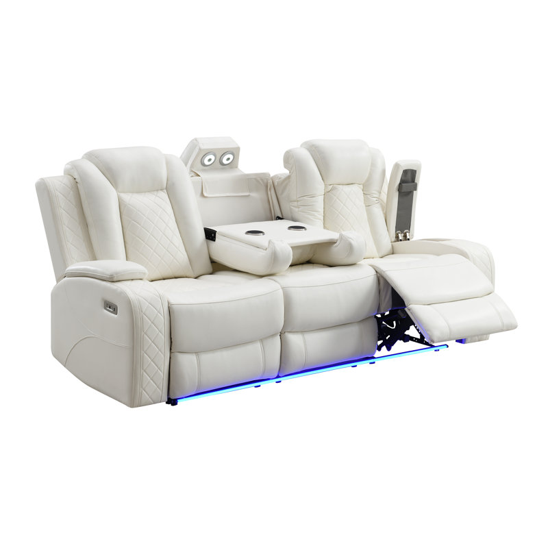 Gracey Upholstered Reclining Sofa, Black Polyester Blend, Power - Push Button