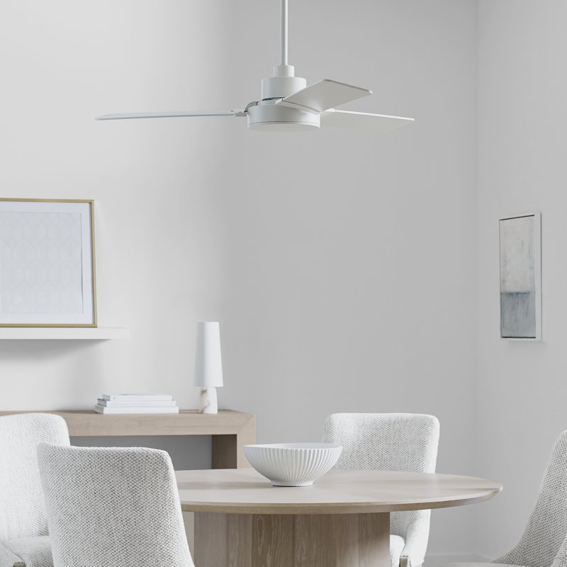Ventilateur de plafond standard à 3 pales de 44 po avec pièces de contrôle de ventilateur inclus, Blanc mat