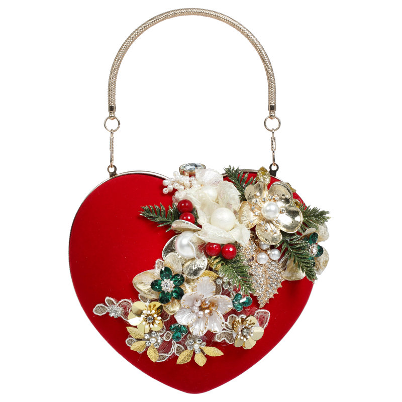 Sac rouge, ornement en forme de cœur - 6 po x 6 po