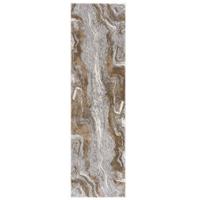Marble Abstract Brown Beige Gold Area Rug