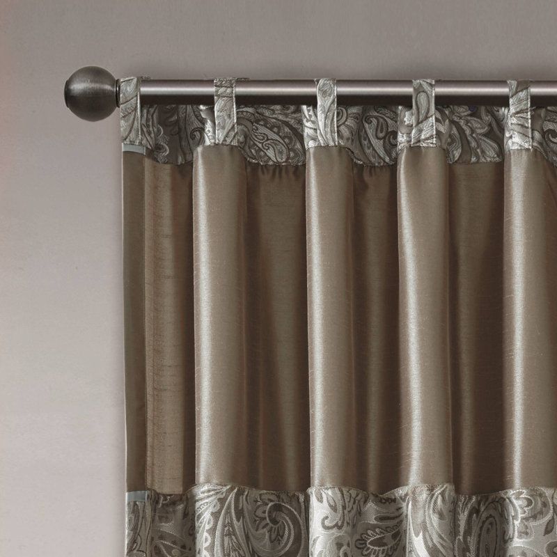 Paire de rideaux en jacquard brun / bleu Aubrey, l 50 po x L 108 po, Bleu/brun