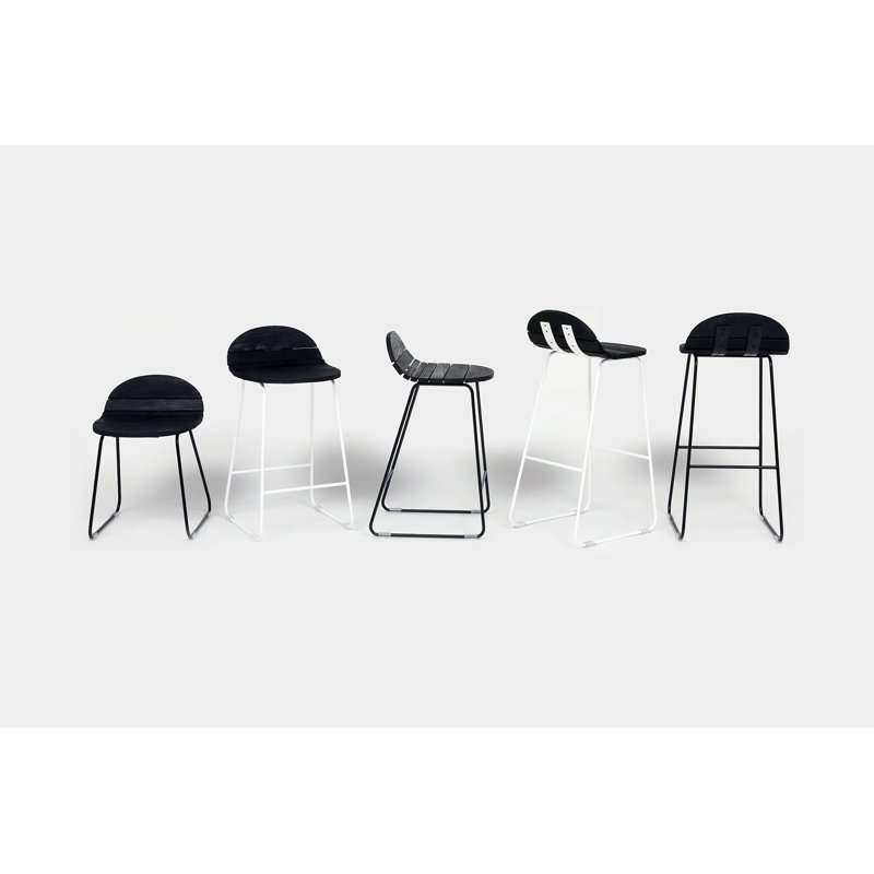 Ligeti Outdoor Bar Stool, Matte Black Powder Coat, Bar Stool (30" Seat Height)