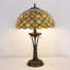 Lampe de table Tiffany en verre coloré vert et jaune 16 x 16 x 24 pouces