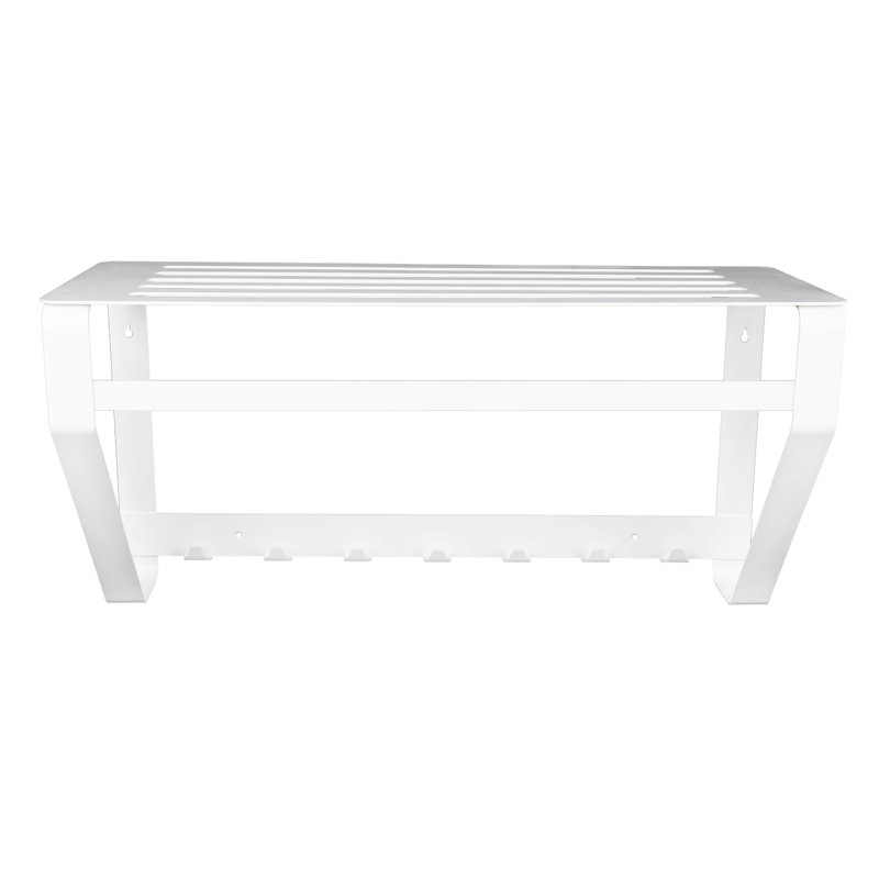 Steel Wall 7 - Hook Wall Mounted Coat Rack, White