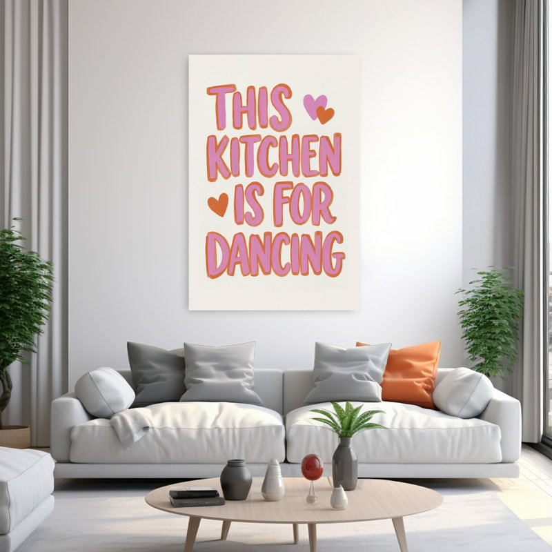 «Dancing Kitchen Heart», art mural coloré énergique et ludique, H 60 po x l 40 po