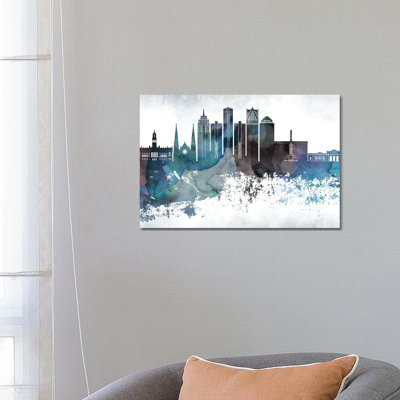 Detroit Bluish Skylines - Wrapped Canvas Painting