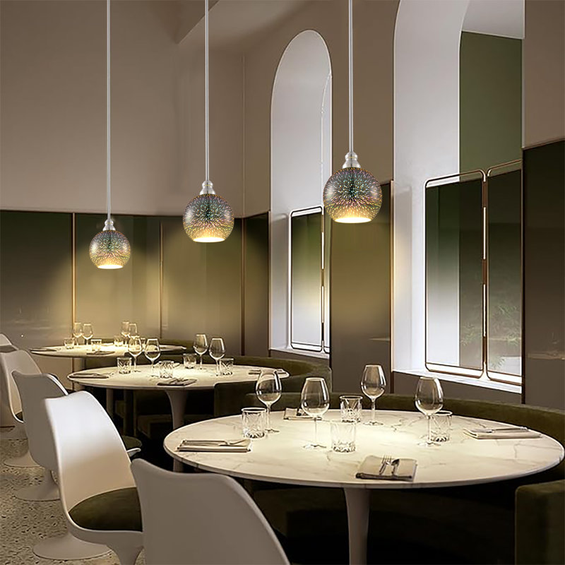 Ensemble de 3 abat-jour de luminaire suspendu en verre effet artifice de 6,38 po