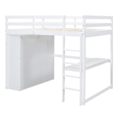 Lit mezzanine en bois avec garde-robe intégré