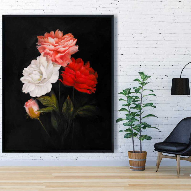 Petit paquet de roses - Décoration de chambre en toile encadrée
