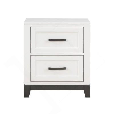 White Finish Nightstand With 2X Storage Drawers Wooden Bedroom Furniture 1Pc