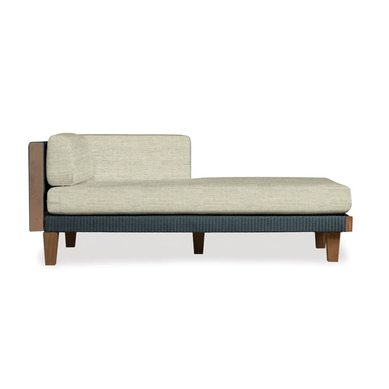 Catalina Outdoor Teak Chaise Lounge, Callen Pearl, White