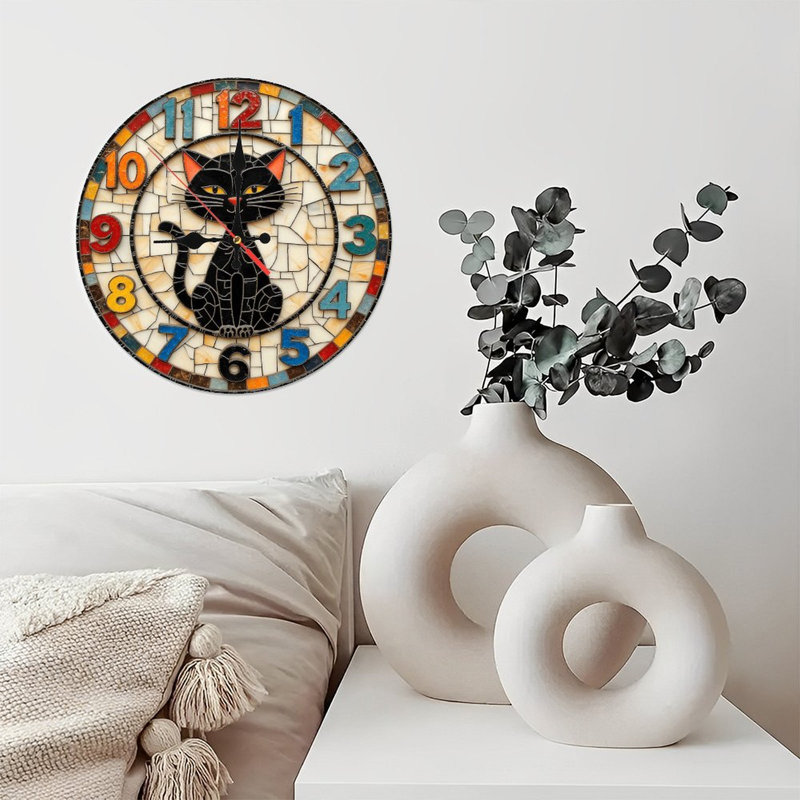 Horloge murale à thème de chat, art décoratif pour la maison