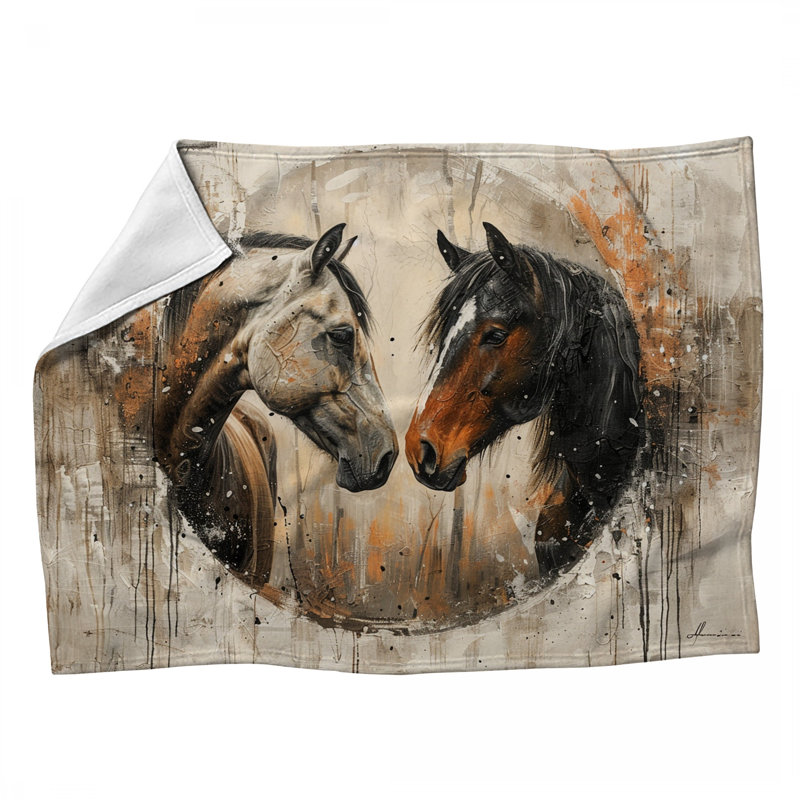 Jeté en molleton Horses, L 60 po x L 80 po