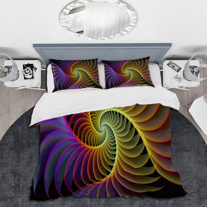 Ensemble de housse de couette spirale à géométrie fractale géométrique moderne en polyester microfibre