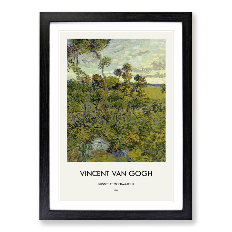 Sunset At Montmajour by Vincent Van Gogh - Single Picture Frame Print, Black Framed, 65cm H x 48cm W x 2cm D